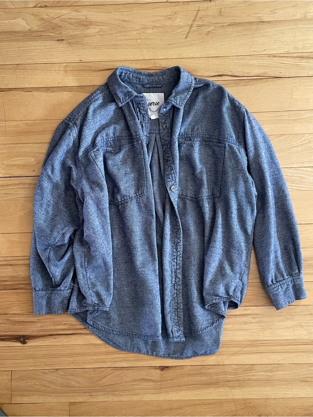 Aerie Anytime Fave Twill Shirt in Navy